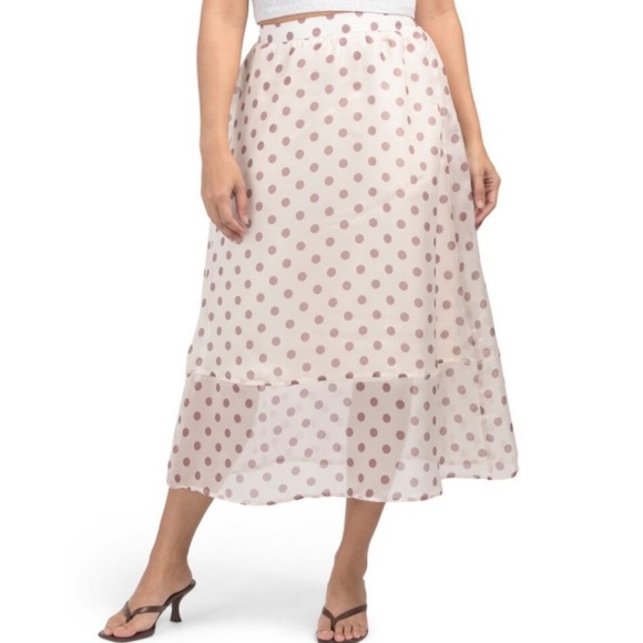 Zara Dresses & Skirts - Melloday Polka Dot brown Midi sheer Skirt FALL 2025 FREE ZARA TOP